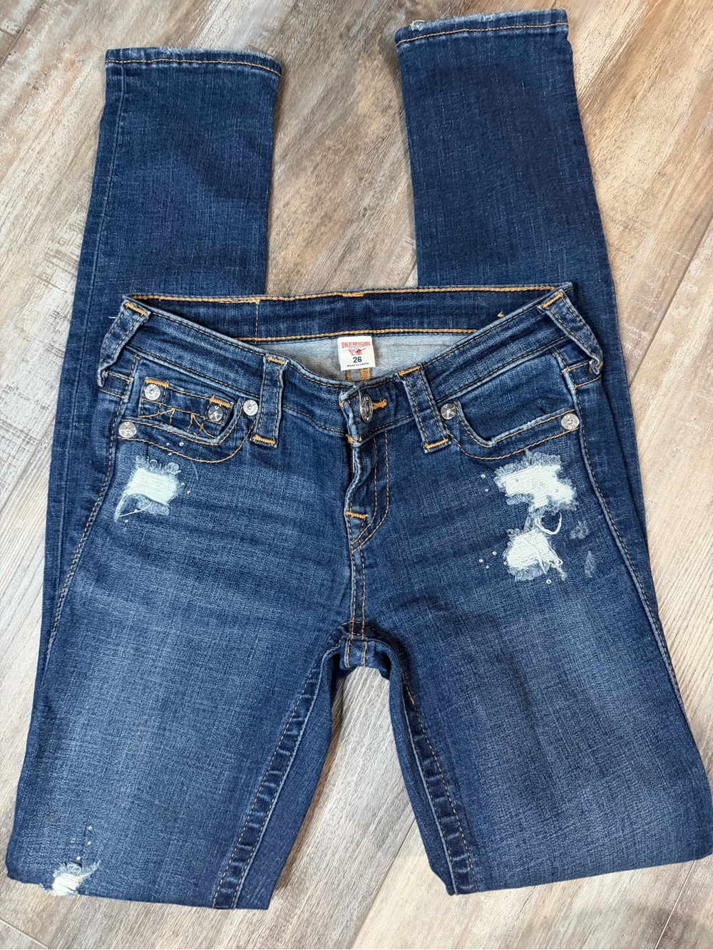 True Religion Dark Blue Distressed Skinny Jeans